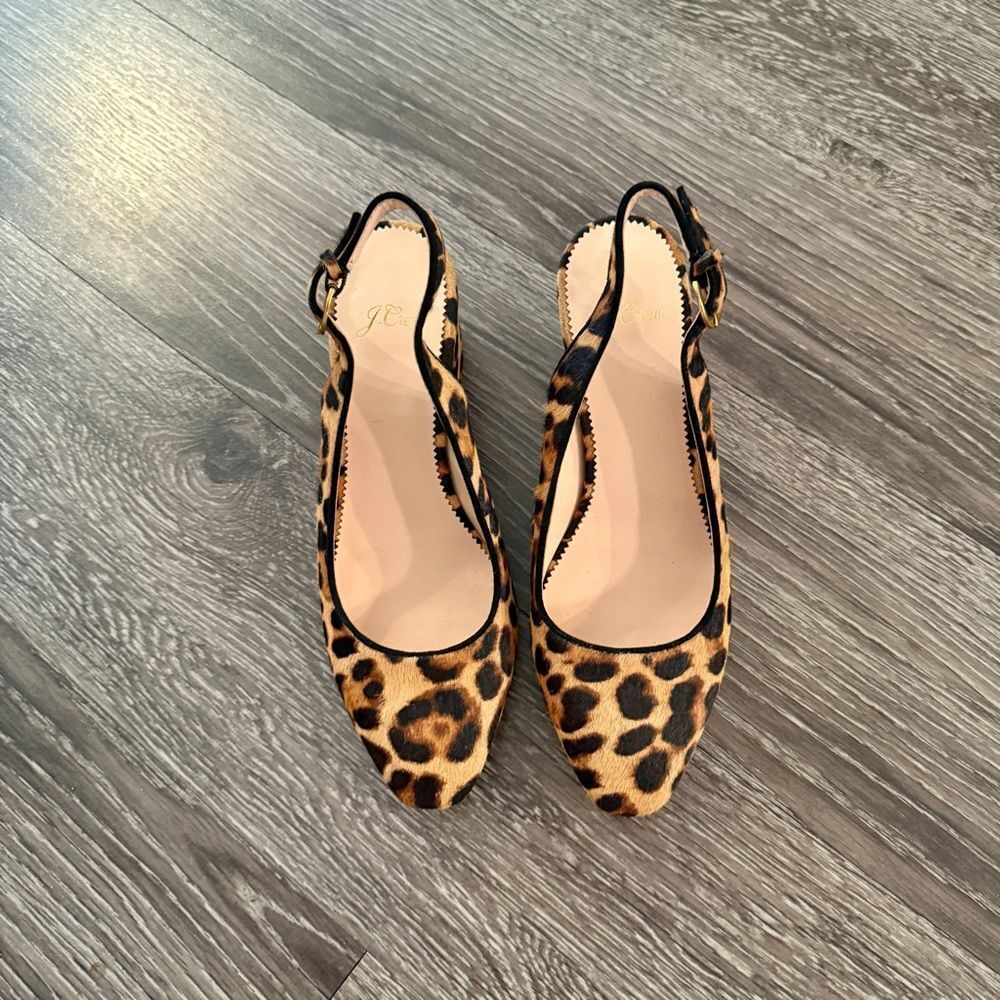 J. Crew Women's Slingback Pumps in Leopard Calf Hair - Picture 4 of 8